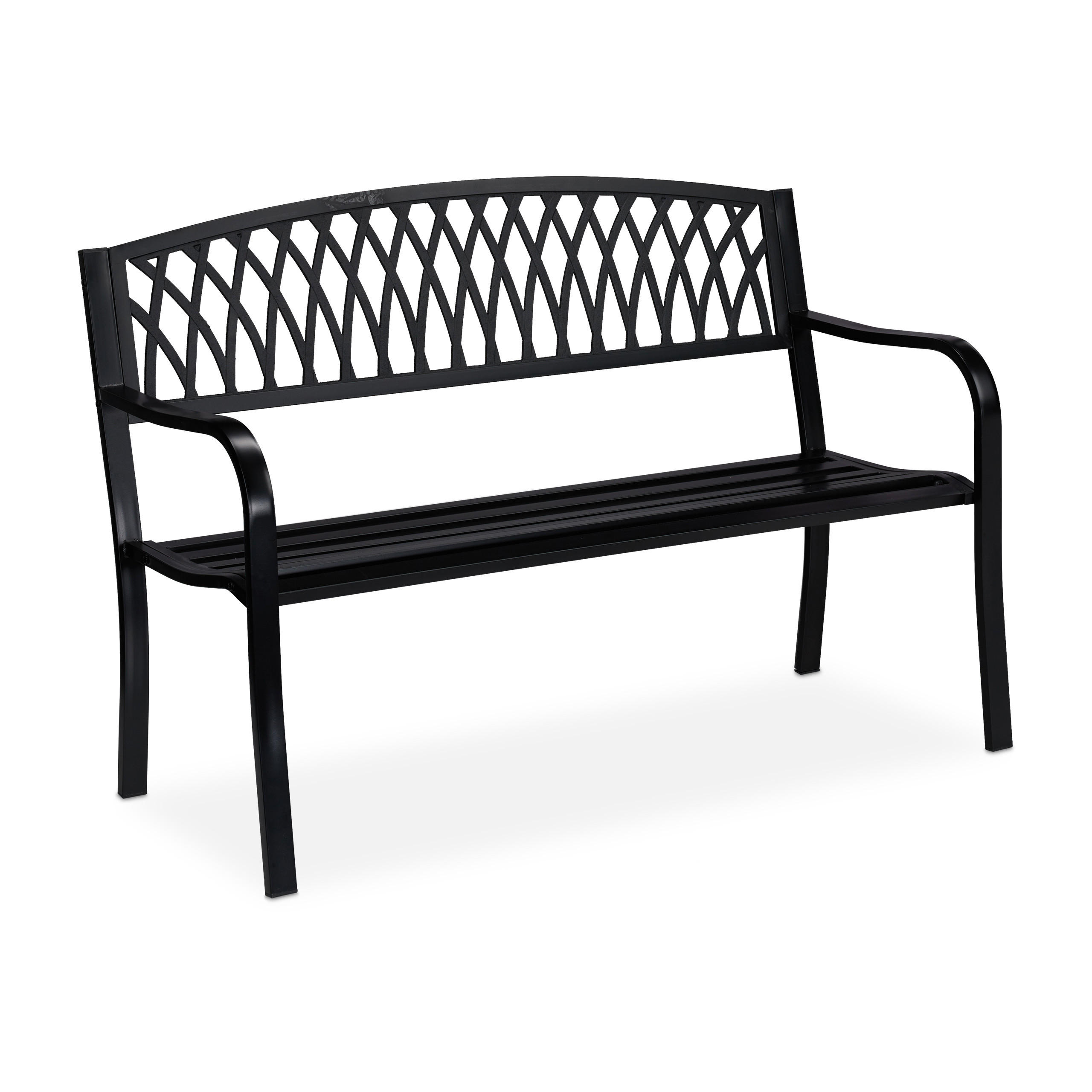 Relaxdays LAVICE Černá zahradní kovová pro 2 osoby 127 cm