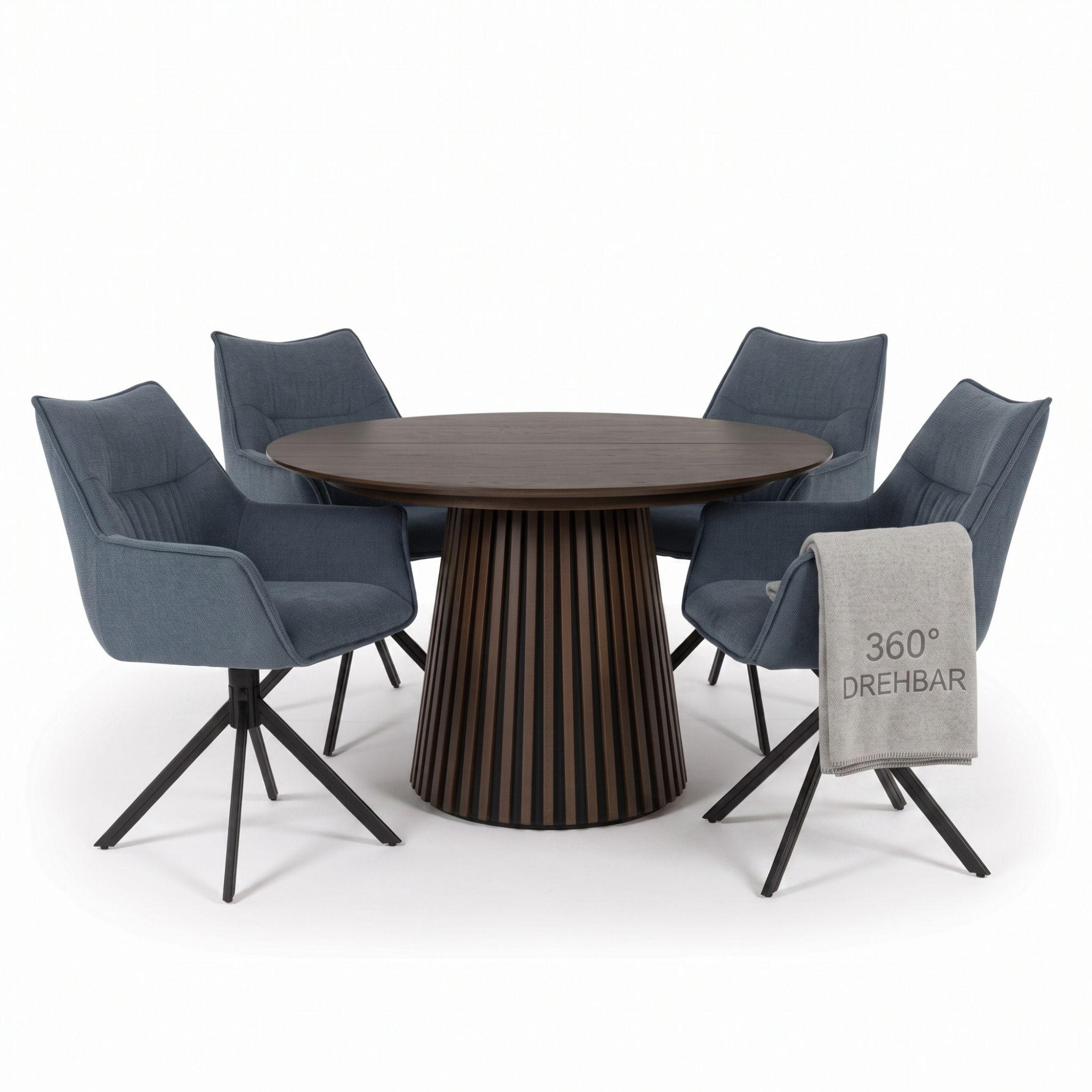 ESSZIMMER-SET Ginosa und Barletta - Blau, Holz/Textil (120/76/120cm) - Mr. Deko