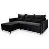 ECKSOFA PISAN L-S Schwarz Plüsch-Stoff mit Schlaffunktion - Schwarz, Holz (220/140cm) - MASSENO