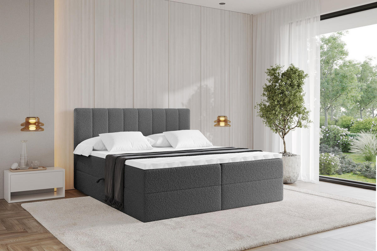 KONTINENTÁLNÍ POSTEL s matrací H3 - OTTA - 120x200 cm Šedá - šedobéžová, kompozitní dřevo (120/200cm) - ALTDECOR