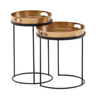 BEISTELLTISCH Aluminium Stahl Hammerstruktur Abnehmbare Platte NERA, Gold 38x38x45 cm - Goldfarben/Schwarz, Metall (38/38/45cm) - KADIMA DESIGN