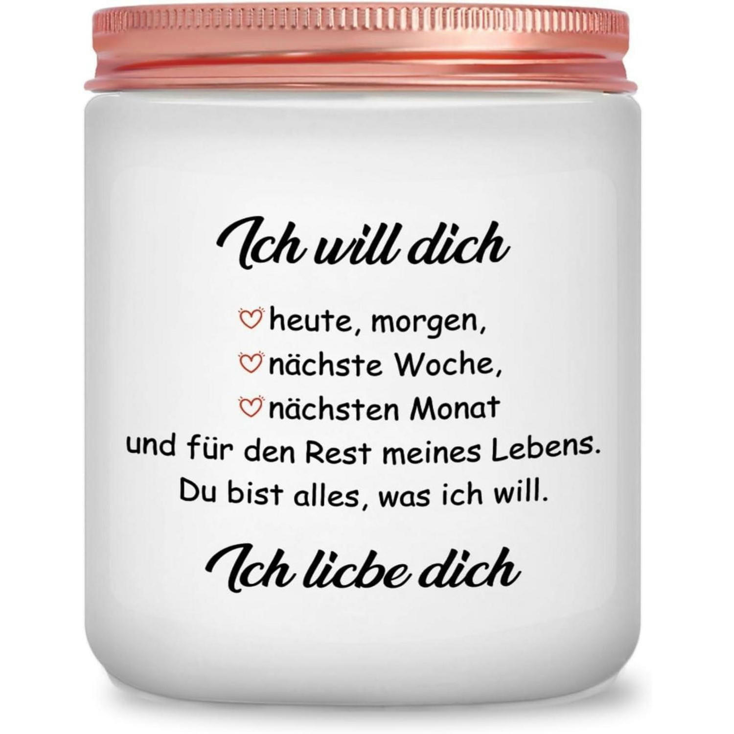 DUFTKERZE Lavendel Ich liebe dich 50h Brenndauer - Weiß, Paraffin (9cm)