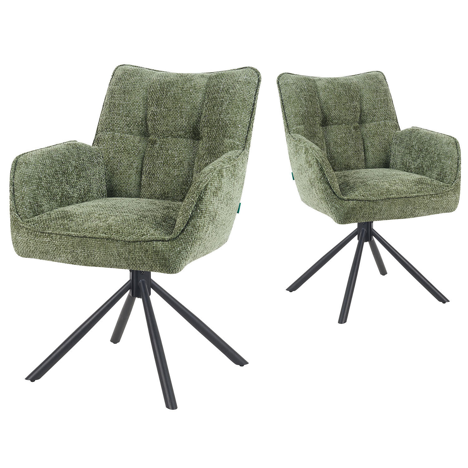 DREHSTUHL Mika-Daan - Schwarz/Grün, Textil/Metall (59/84/66cm) - DUBI Möbel