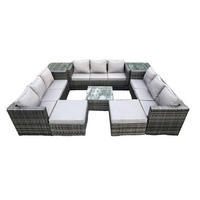 GARTENTISCHGRUPPE Polyrattan 11-Sitzer - Dunkelgrau, Metall - Fimous