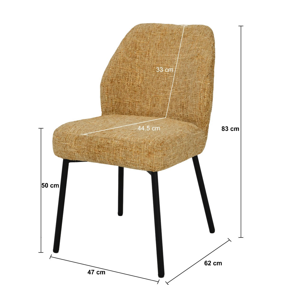 ESSZIMMERSTÜHLE Tess Gelb 63/48/83 cm - Dunkelgelb, Textil (48/83/63cm) - Livingfurn