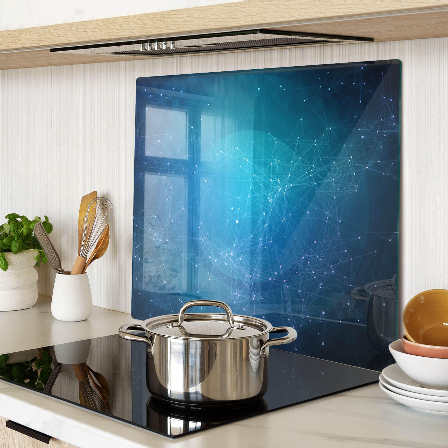 GLASPLATTE 60x52 cm Fiktion - Blau, Glas (60/0.4/52cm) - TULUP