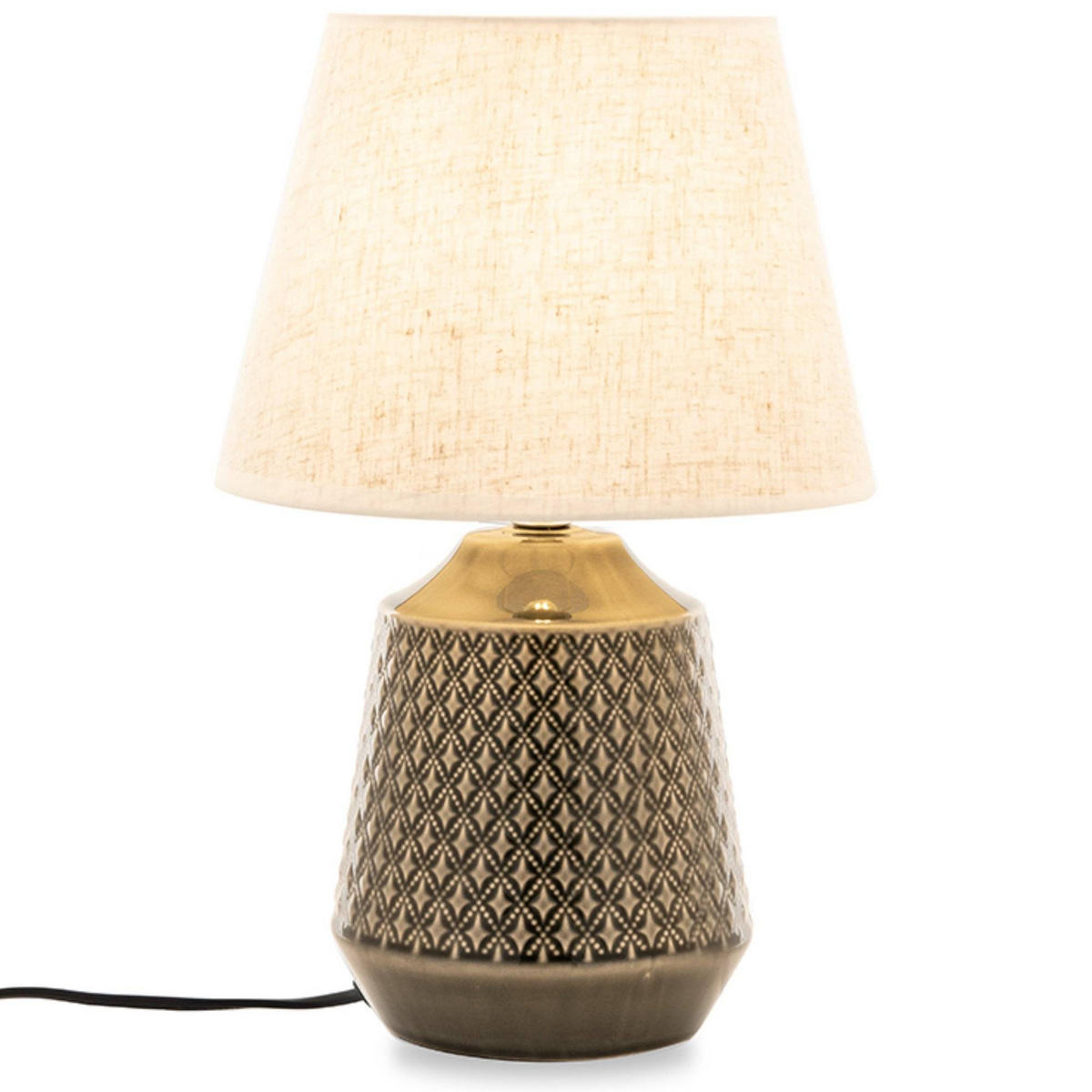 TISCHLAMPE SOPI 2-er Set, Beige/Marineblau - Blau/Beige, Keramik/Textil (25/25/39cm) - KONSIMO®