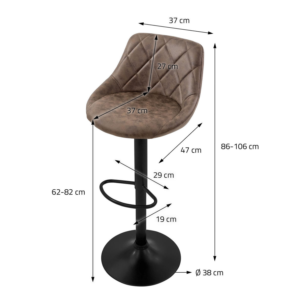 BARHOCKER Microfaser braun 2er Set - Braun, Metall (37/106/47cm) - ML-DESIGN