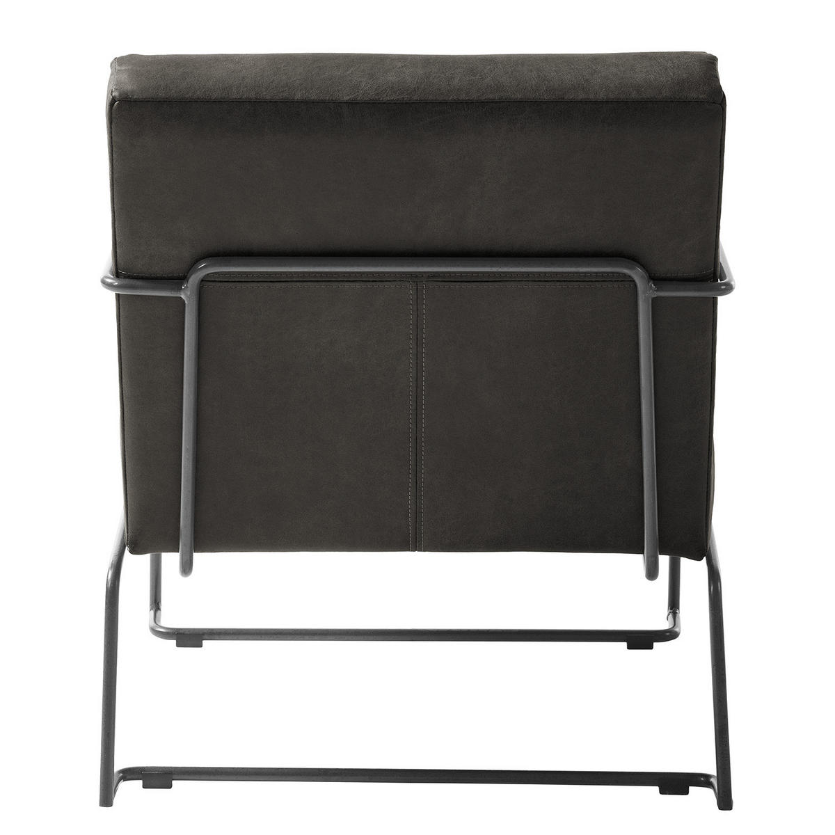 SESSEL - Antiklederlook - Grau, Textil/Metall (63/71/78cm) - home24