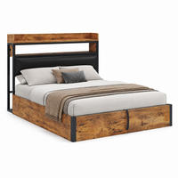 BETT mit Stauraum und USB 180x200 cm Metall Holz Schwarz - Schwarz, Metall (180/200cm) - Meubliv