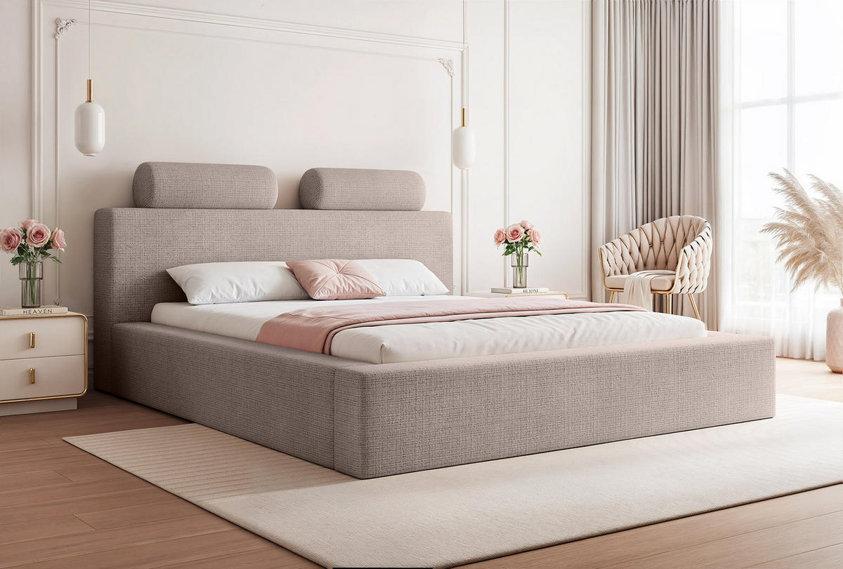 POLSTERBETT PELLIZZANO 180x200 cm, Taupe - Taupe, Textil (200/180cm) - Fedve