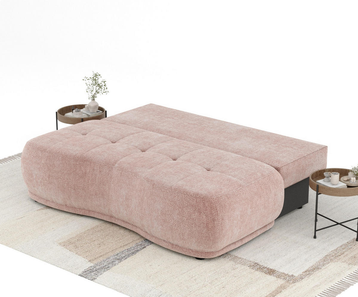 SCHLAFSOFA Cirrus Rosa Chenille - Schwarz/Rosa, Holz/Holzwerkstoff (206/95/105cm) - Maison de Reve