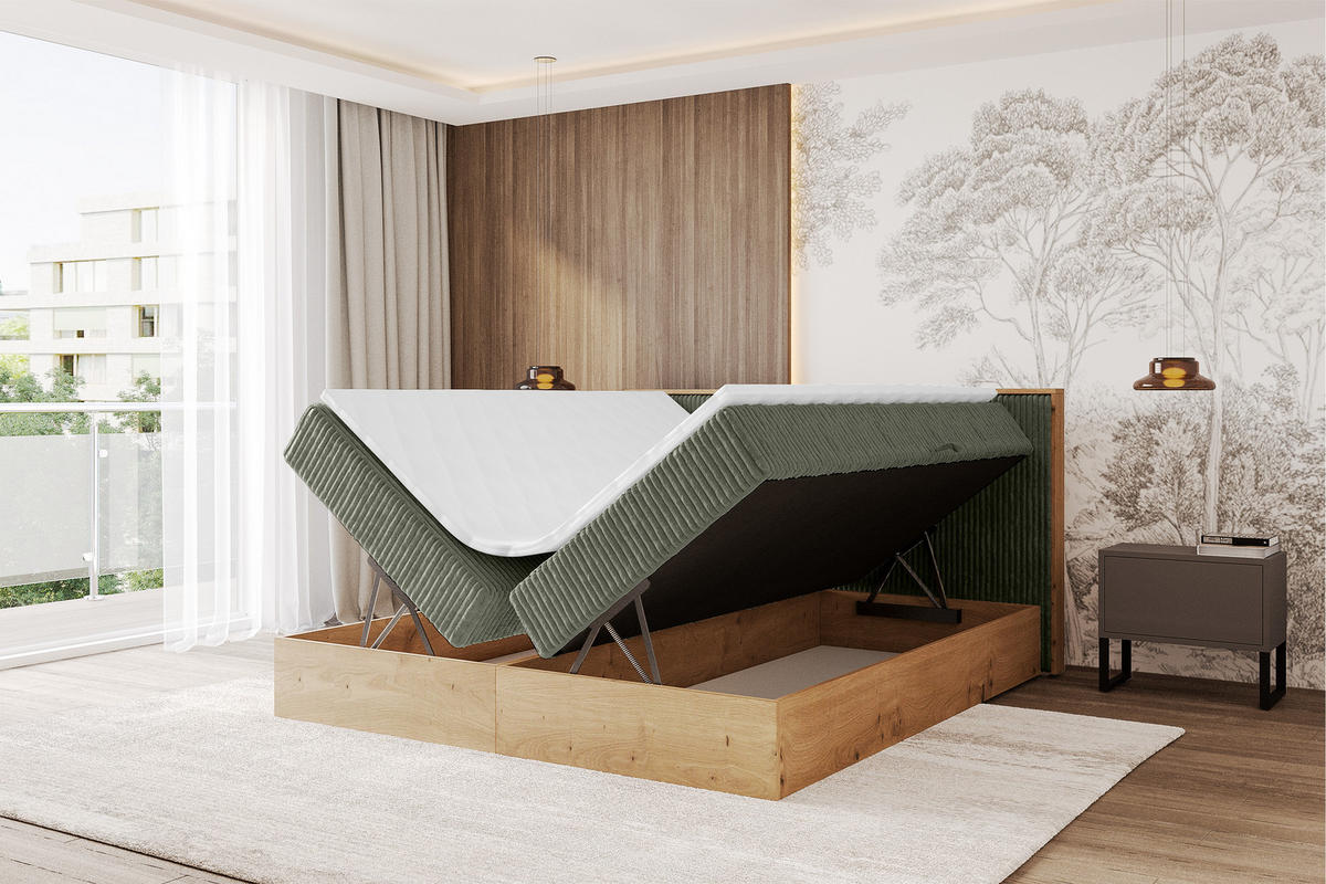 BOXBETT LOLLI9 - 120x200 - H3 Olivgrün - Olivgrün, Holzwerkstoff (120/200cm) - ALTDECOR