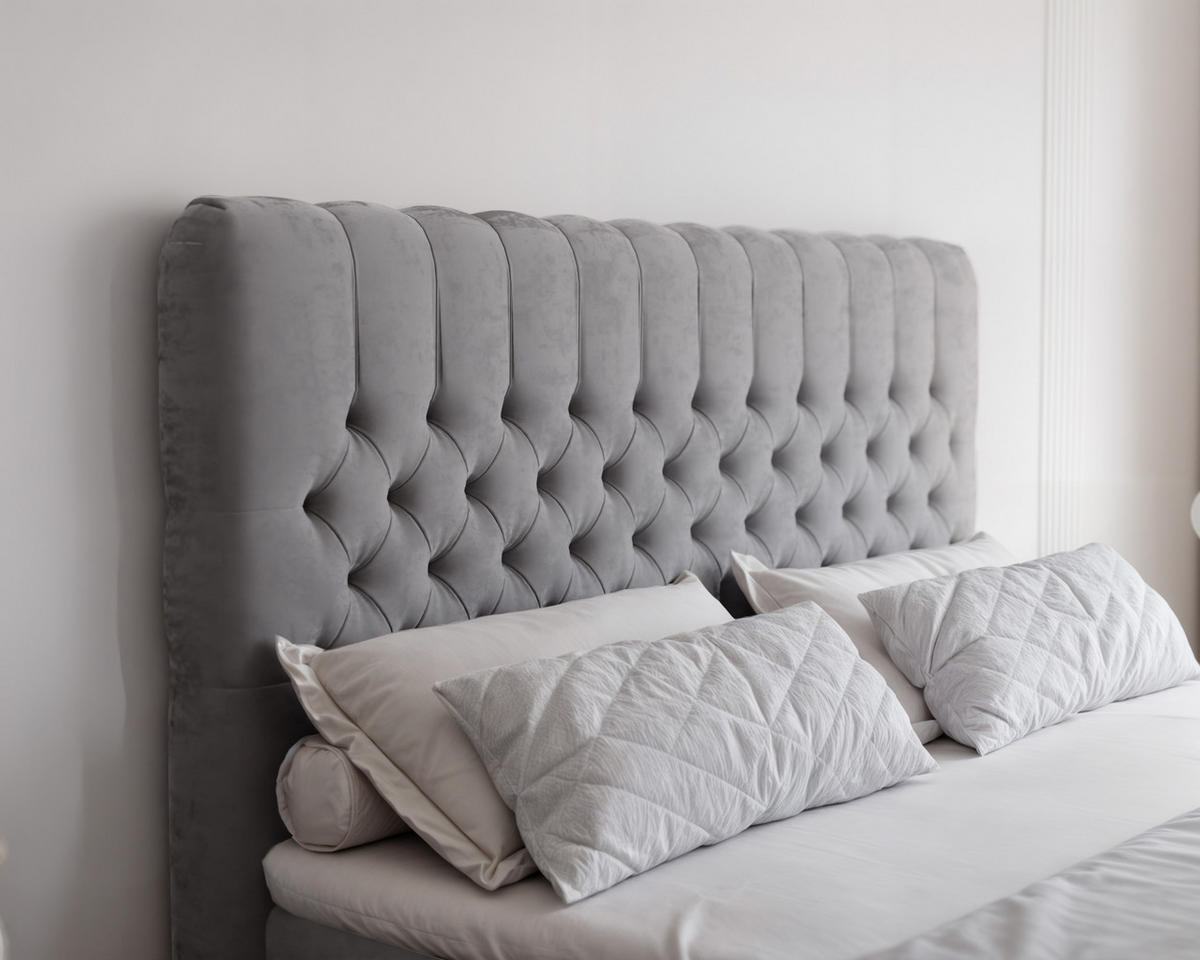 BOXBETT ALBA PLUS 120/200 cm mit Matratze und Topper, Hellgrau - Hellgrau, Textil (120/200cm) - Idohome