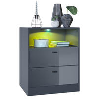 KOMMODE Pino Fronten in Grau Hochglanz - Grau, Holzwerkstoff (56/67.5/36cm) - Vladon