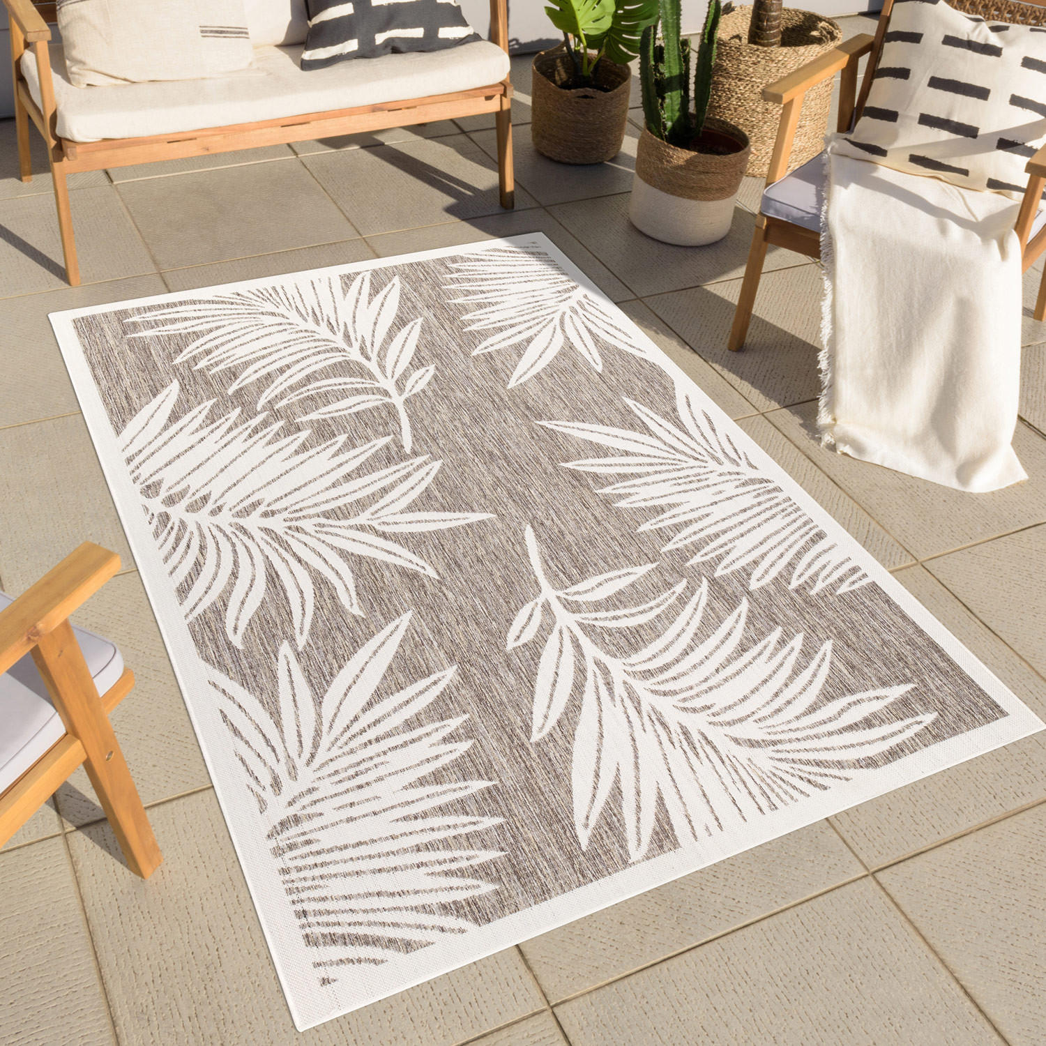 OUTDOOR-TEPPICH Sun 468 Beige 150x150 cm - Beige, Textil (150/150cm) - carpet city