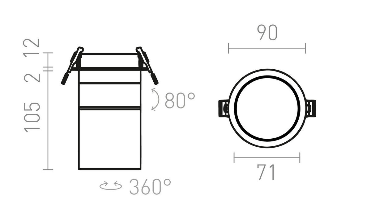 EINBAULEUCHTE AUGUSTA Weiß 12 W - Weiß, Metall (9/9/10cm) - Rendl