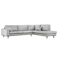 ECKSOFA mit Ottomane - Eichefarben/Hellgrau, Eichenholz/Textil (287/219cm) - home24