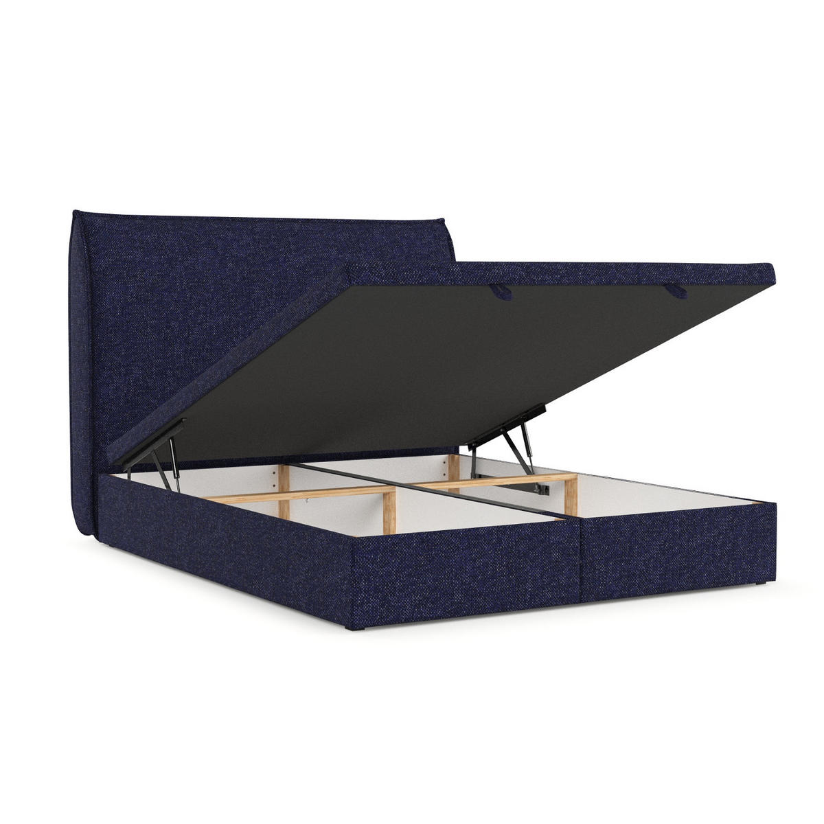 POLSTERBETT Tuvalu mit Stauraum 120/200 cm Marineblau im Alta Stoff - Schwarz/Dunkelblau, Holz/Holzwerkstoff (120/200cm) - AltaBeds