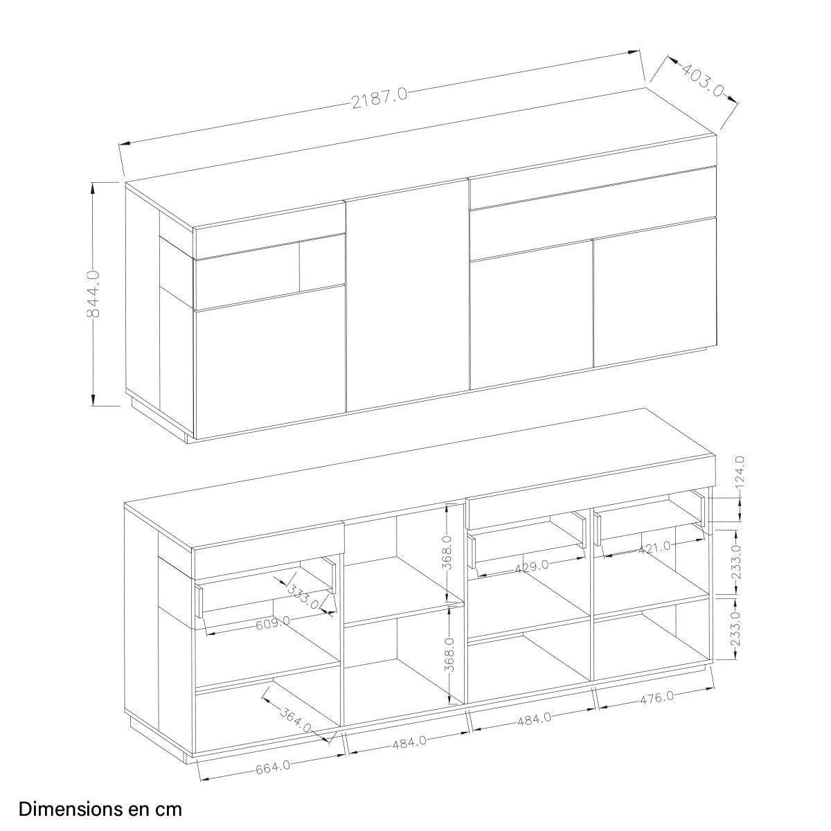 SIDEBOARD Andrea Weiß und Holz - Weiß, Holzwerkstoff (219/85/40cm) - Petits-meubles