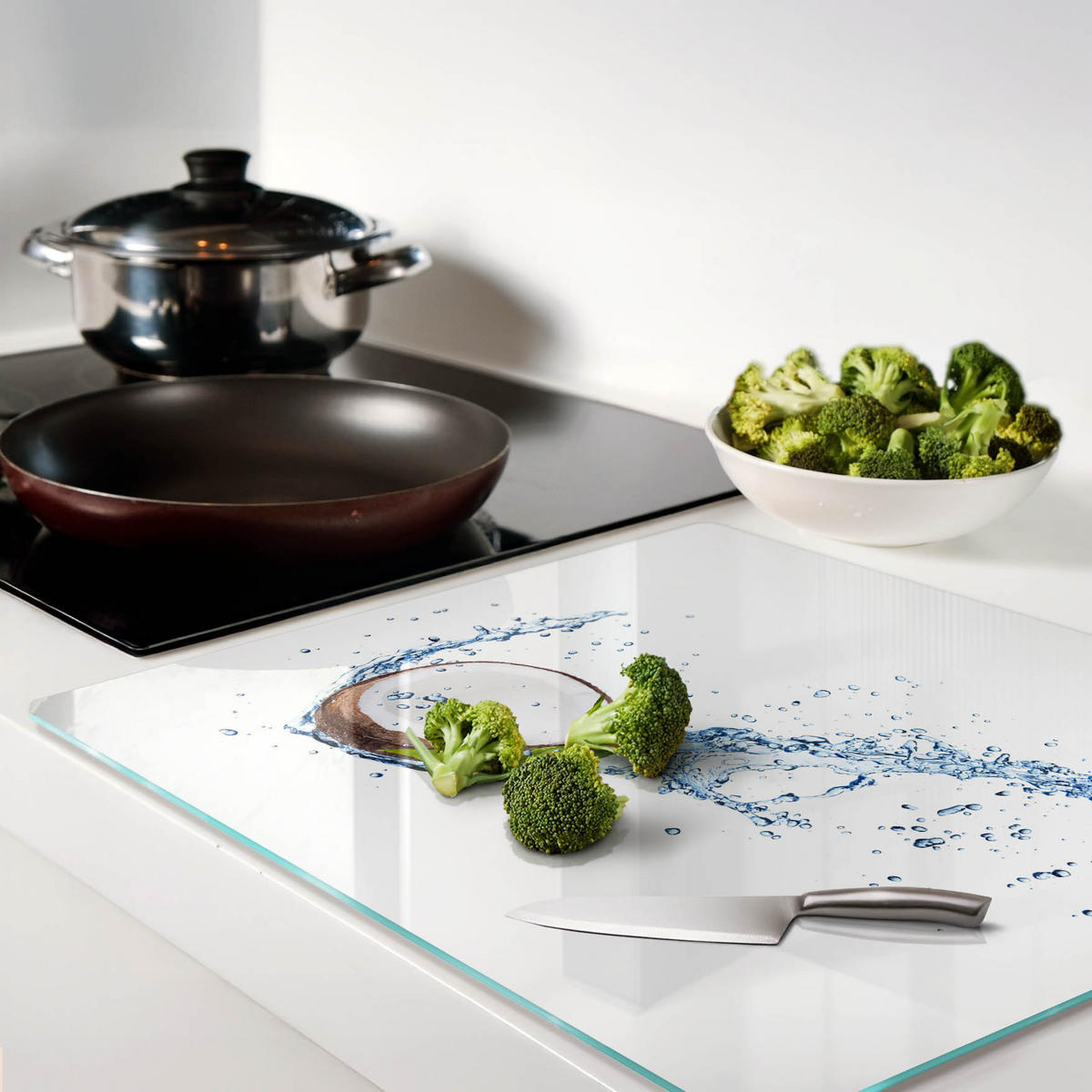 GLASPLATTE 60x52 cm Kokosnuss und Wasser - Braun, Glas (60/0.4/52cm) - TULUP