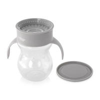 TRINKLERNBECHER 360 Grad 270 ml grau Kunststoff, auslaufsicher, skala, Deckel, Schutzdeckel, Haltegriffe - Grau, Kunststoff (12/12/12cm) - Baby Care