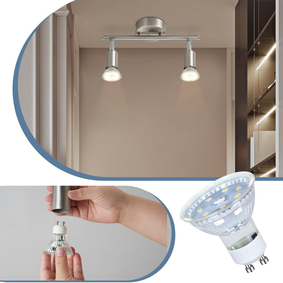 DECKENSTRAHLER Max 21-flammig 25/8/14 cm - Silberfarben, Metall (25/8/14cm) - Nettlife