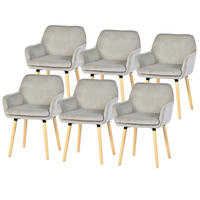 ESSZIMMERSTUHL 6er Set in Hellgrau mit Cord-Optik - Grau, Textil (54/77/53cm) - Meubles Cosy