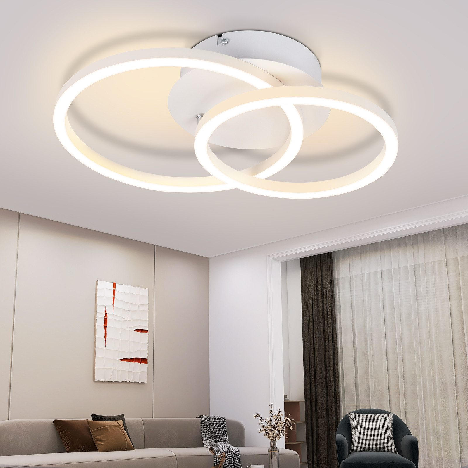 Thumbnail - Nettlife Led-Deckenleuchte, Weiß, Metall, 25x7.4x34.4 cm, Lampen & Leuchten, Innenbeleuchtung, Deckenleuchten