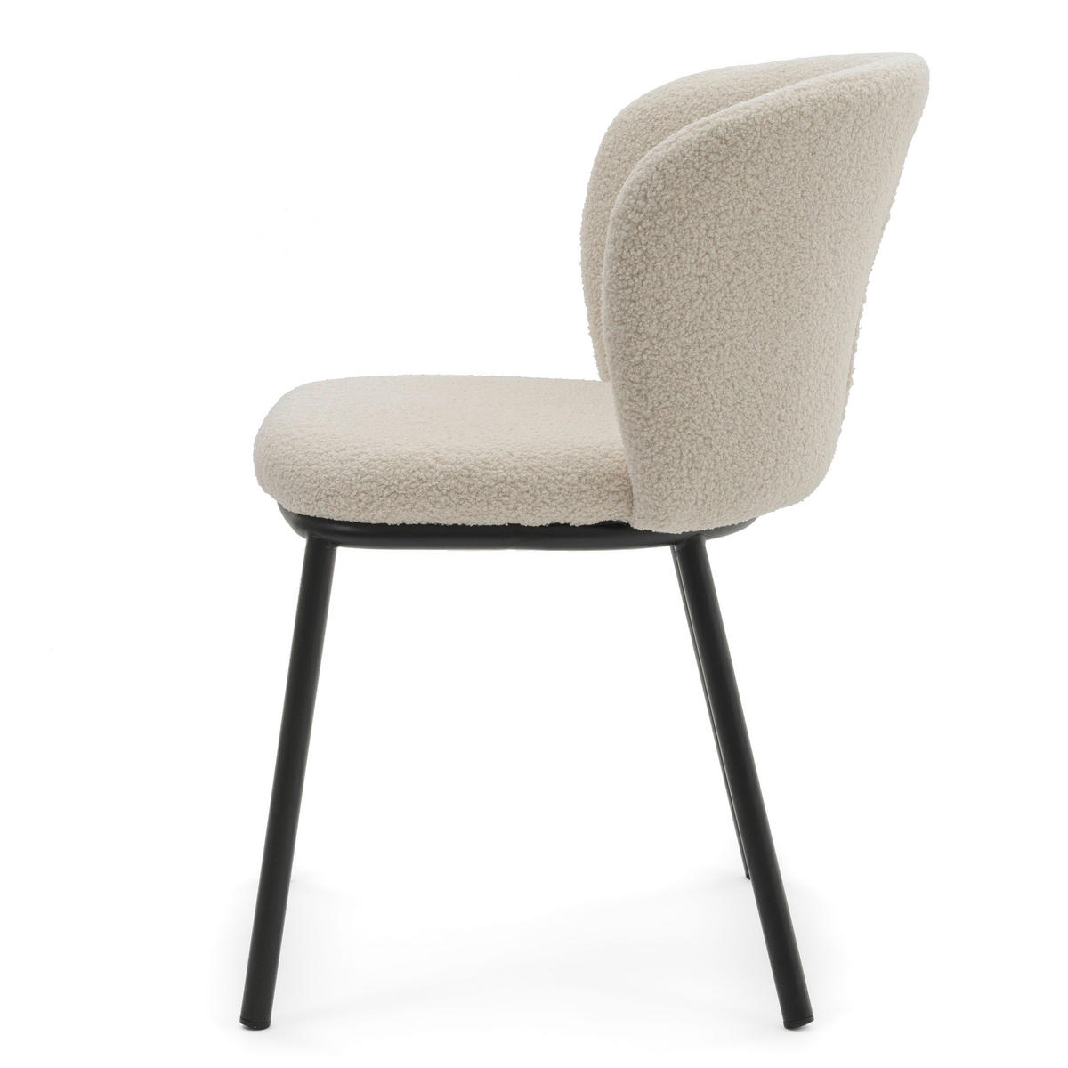 STUHL BARI gepolsterter mit Steppung - ecru - Boucle - Ecru/Schwarz, Textil/Metall (54/81/57cm) - NEW HOME