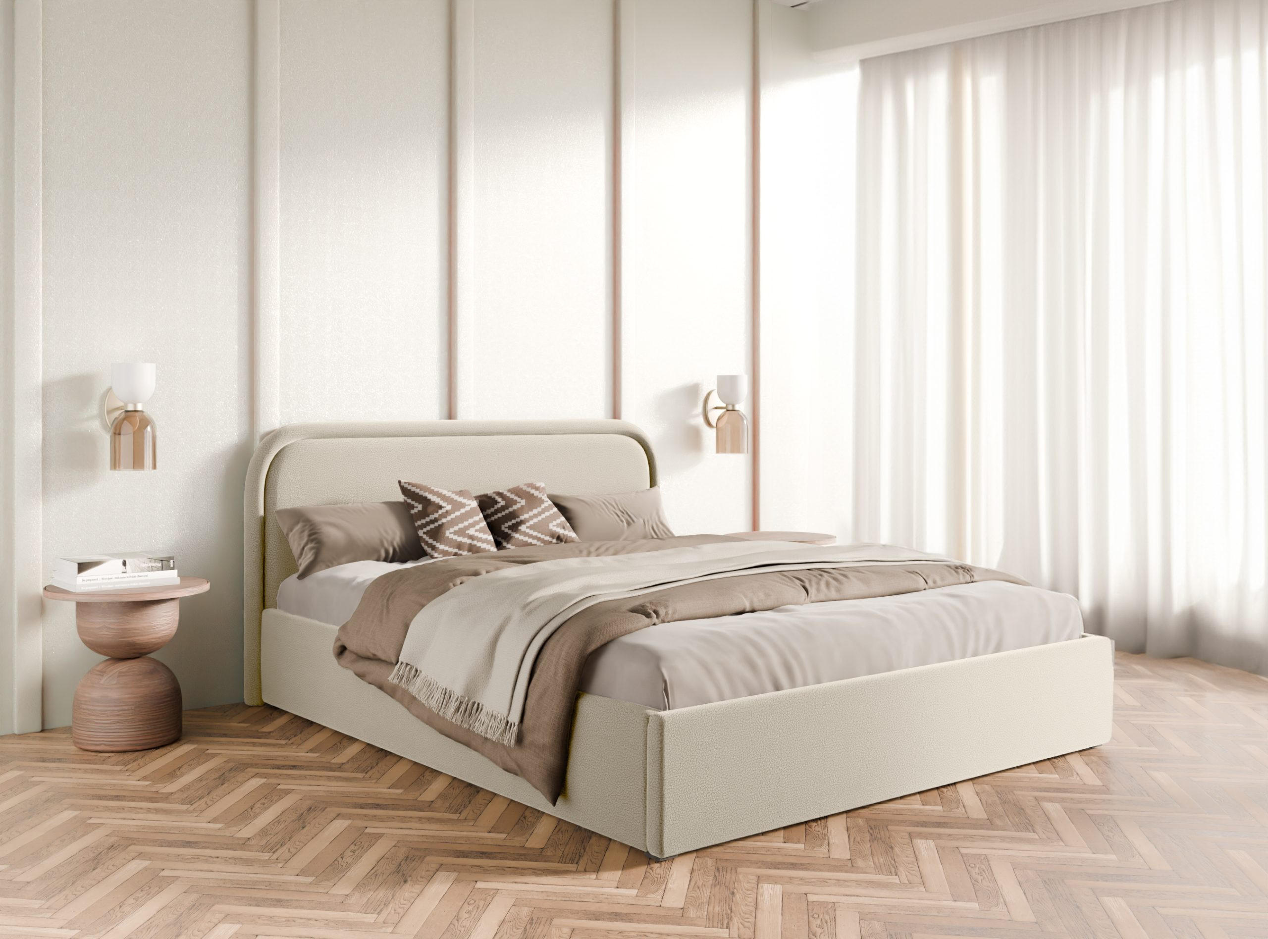 POLSTERBETT Juko 200x200 cm, Beige - Beige, Textil (200/200cm) - Fedve