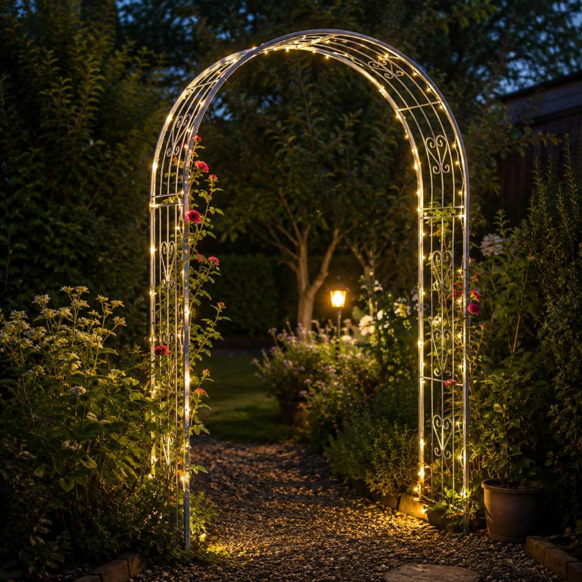 DANDIBO Rosenbogen Verzinkt Massiv 150 cm Torbogen 96520 Wetterfest Rundbogen Volleisen Rankhilfe Gartenbogen Feuerverzinkt - Grau, Metall (150/222/34cm) - DanDiBo