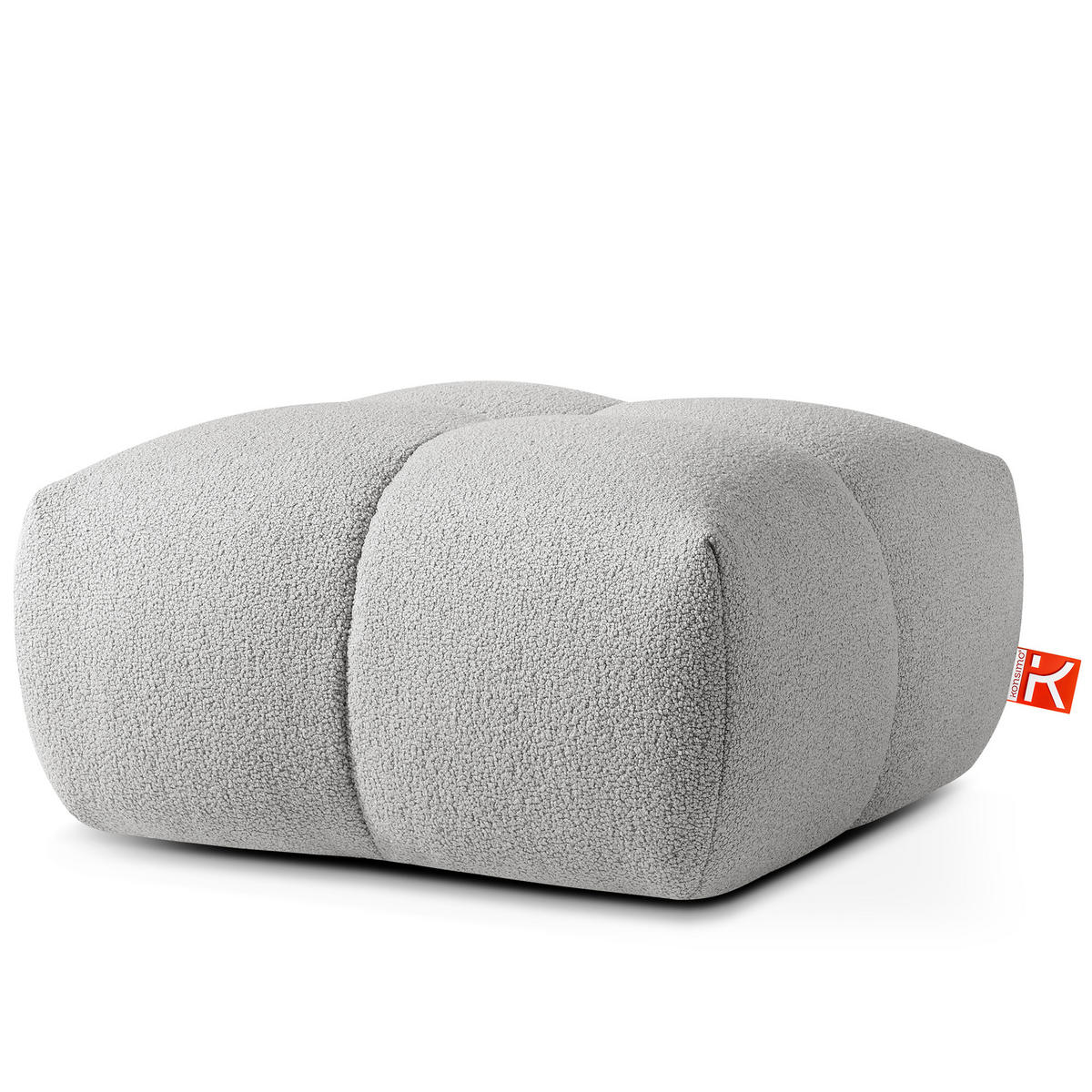POUF VENA Bouclé, Hellgrau - Hellgrau, Holz/Textil (65/38/65cm) - KONSIMO®