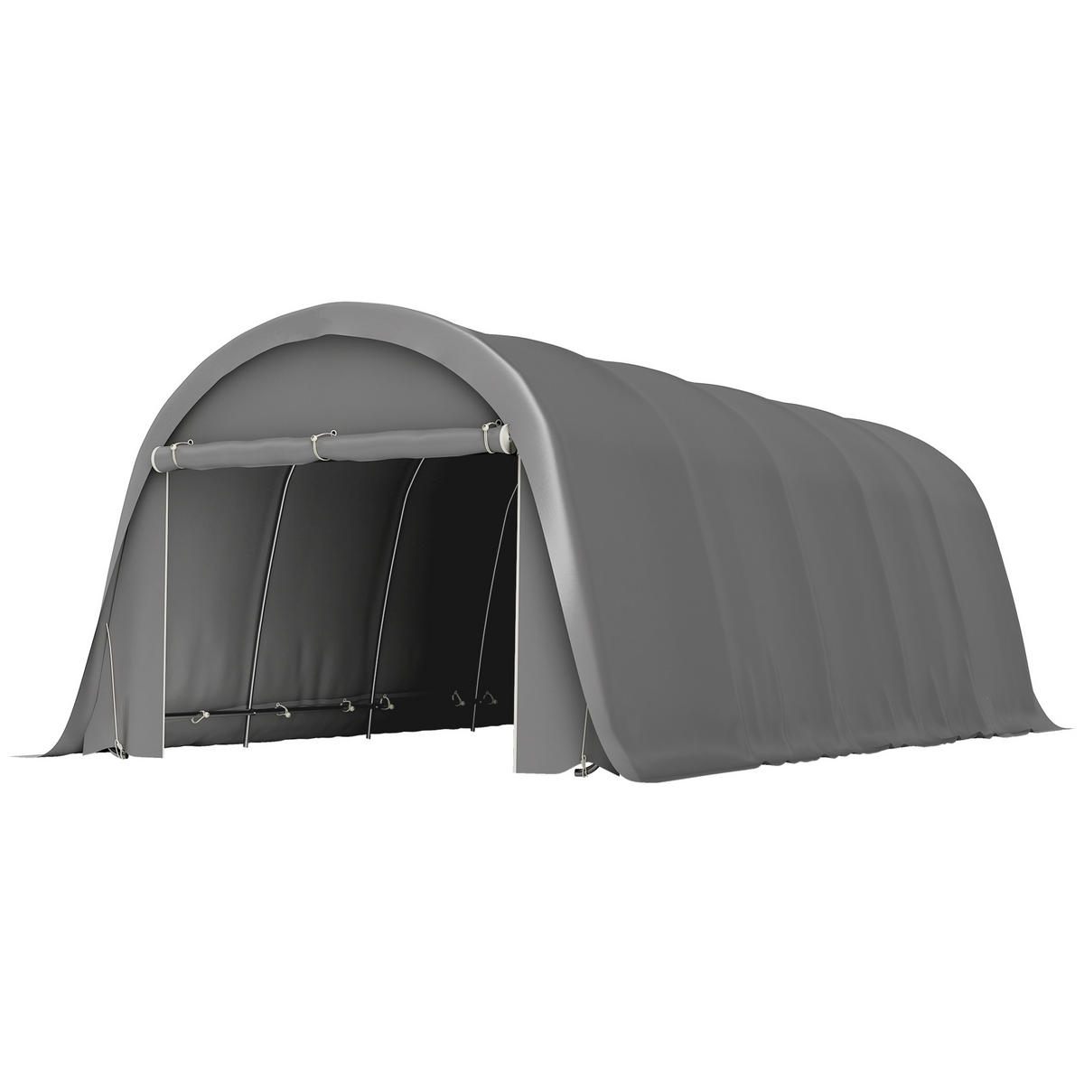 CARPORT DE-12720 360/720/270 cm UPF50+ mit Seitenwänden Dunkelgrau - Dunkelgrau, Metall (360/270/720cm) - ComfortXL