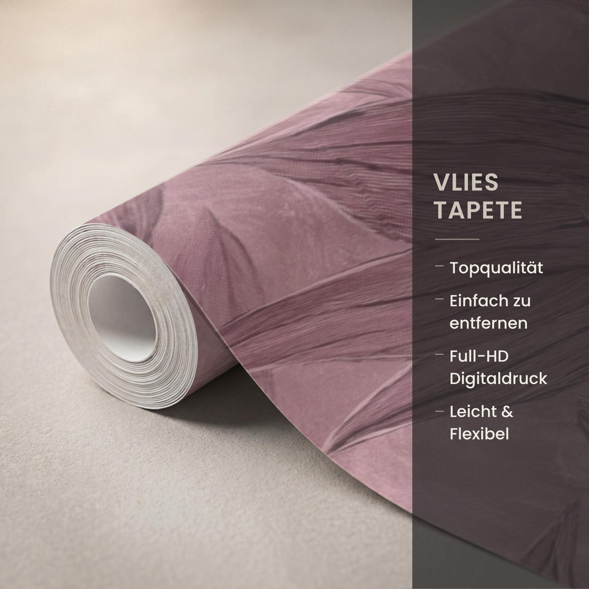 TAPETE - Blätter - Muster - Lila - 300x220 cm - Altrosa, Papier (300/220cm) - OnlyWow