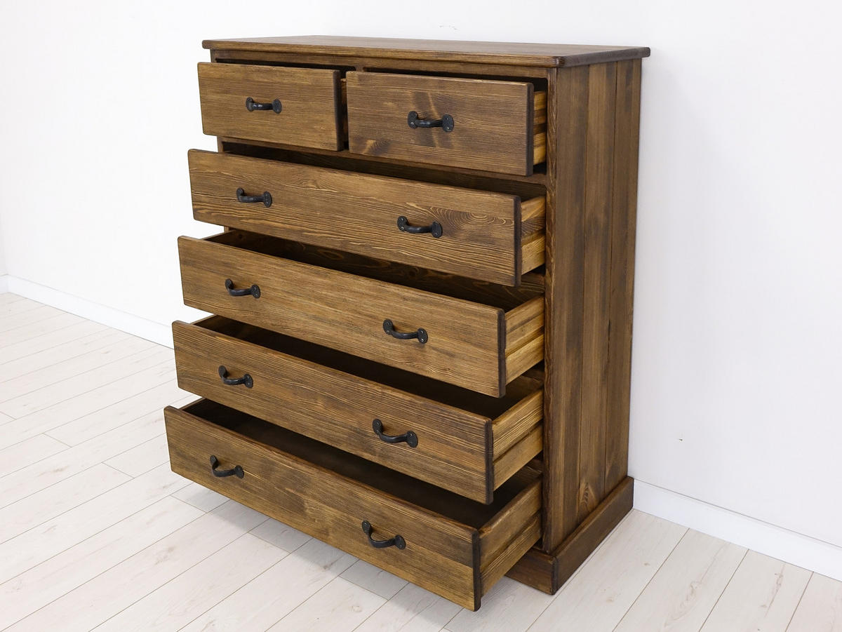 KOMMODE aus Massivholz Rustyk 5/6 - Dunkelbraun/Schwarz, Holz (112/125/45cm) - Seart