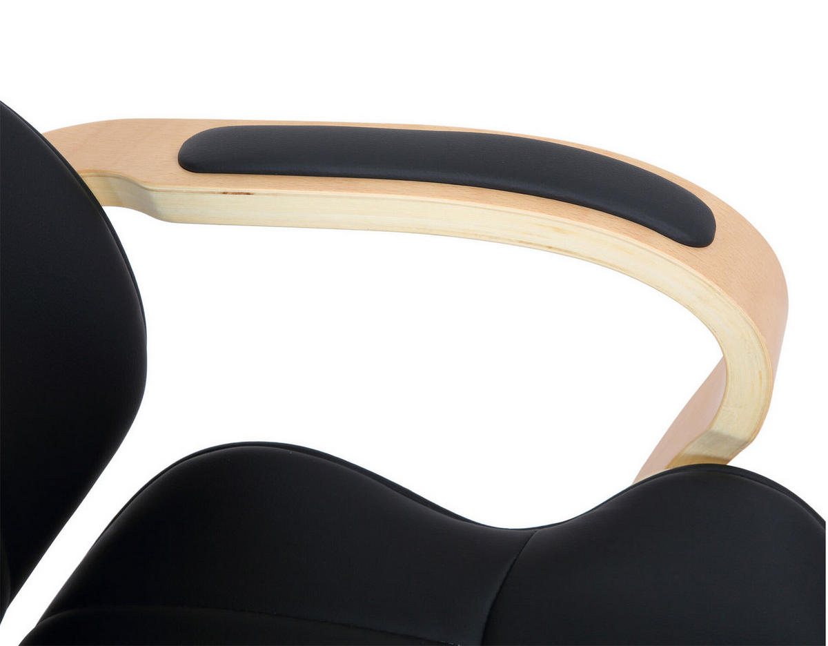 BÜROSTUHL Mellow, Kunstleder Natura/Schwarz - Schwarz, Textil/Metall (64/132/65cm) - TPFLiving