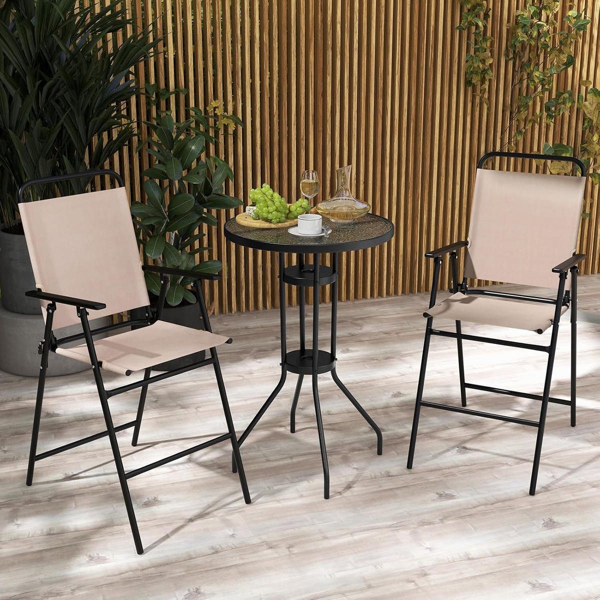 BARPALL SET Beige (3 delar) - Beige, Textil - COSTWAY