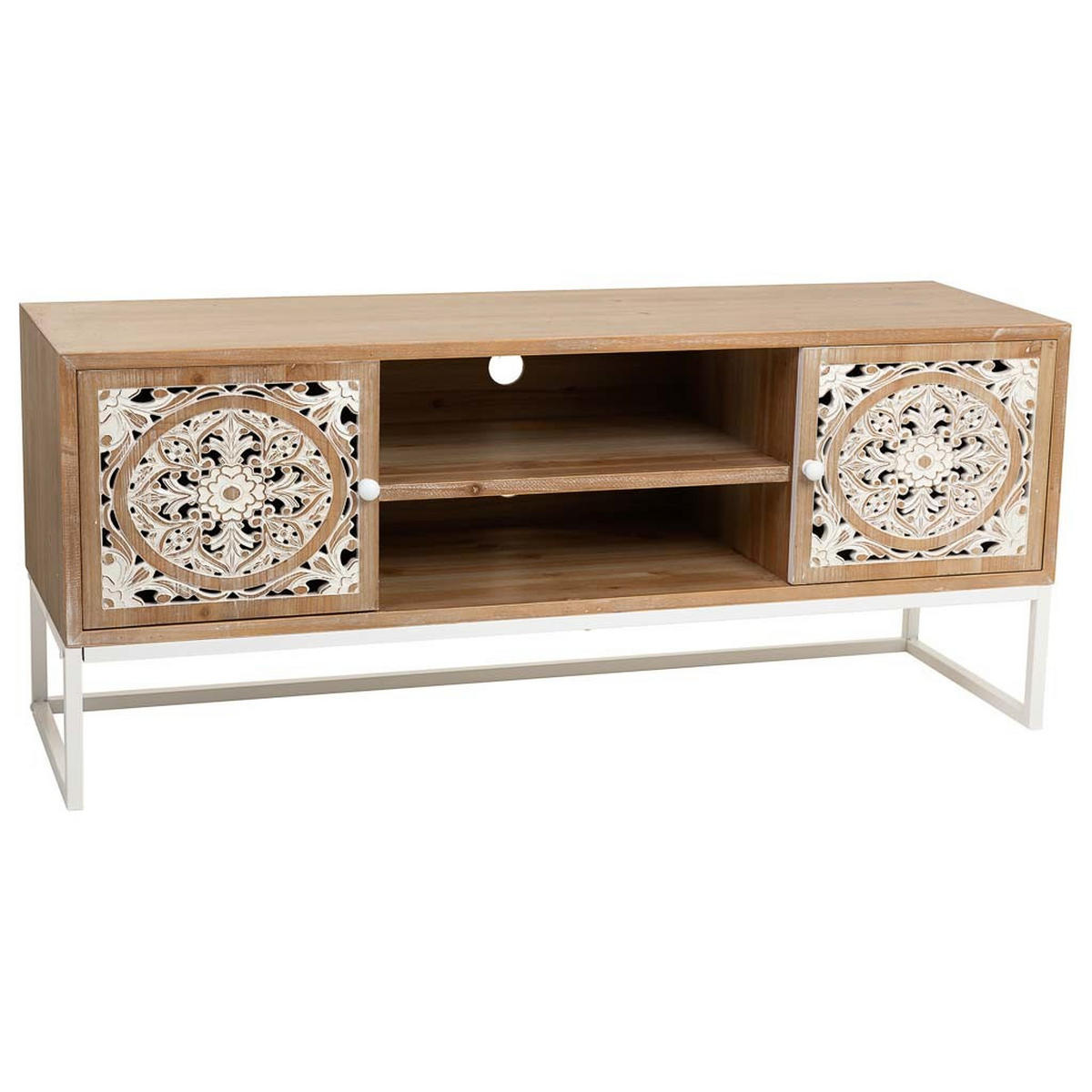 LOWBOARD aus Holz, Weiß, 120x40x53 - Weiß, Holz (120/53/40cm) - Wanderlust