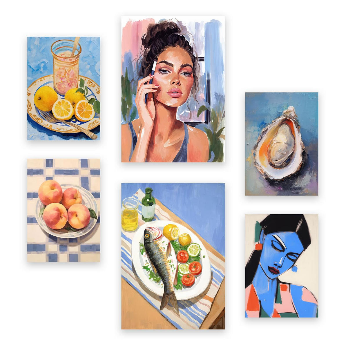 POSTER Set Mit 6 Coole Lebensmittel A3 & A4 Rahmenlos - Klar, Papier (29/3cm) - Nacnic