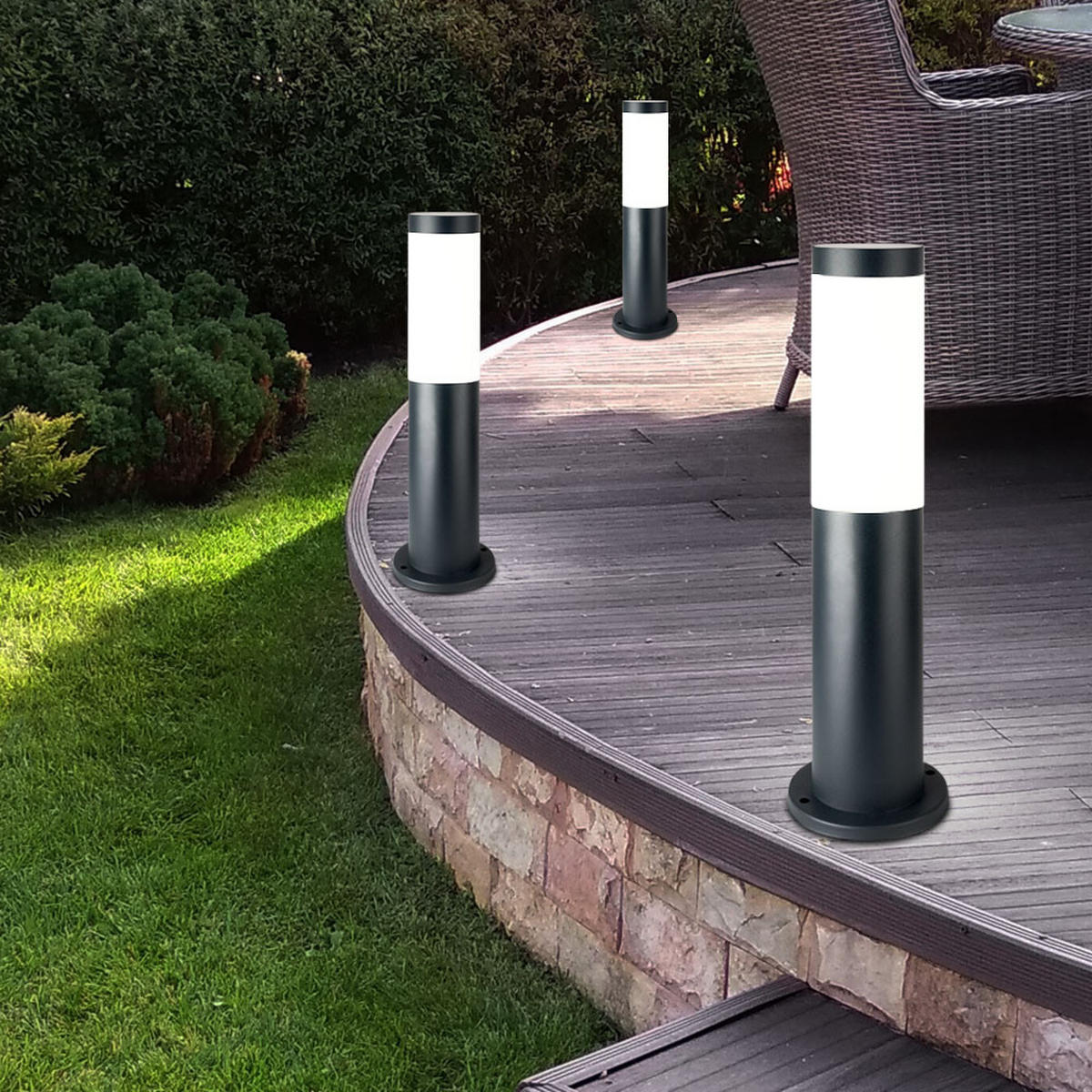 WEGELEUCHTE BOSTON Edelstahl Anthrazit 3er Set - Anthrazit, Metall (12.7/12.7/45cm) - Globo Lighting