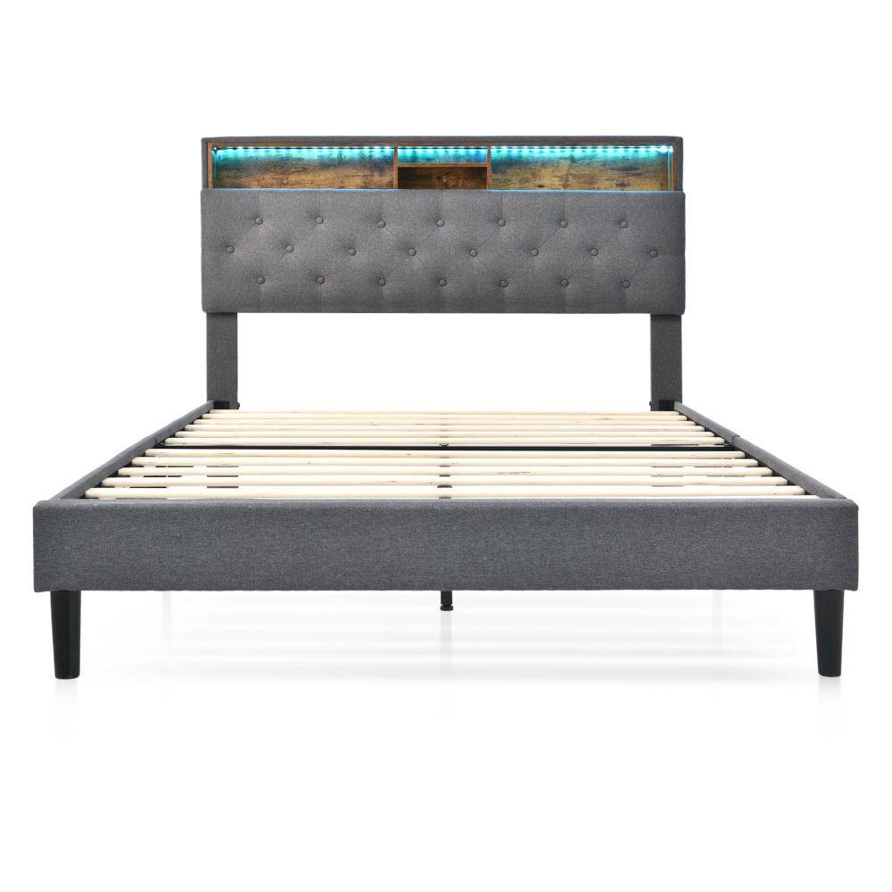 POLSTERBETT 140/200cm in Grau Leinen - Grau, Holz/Textil (140/200cm) - KOMHTOM