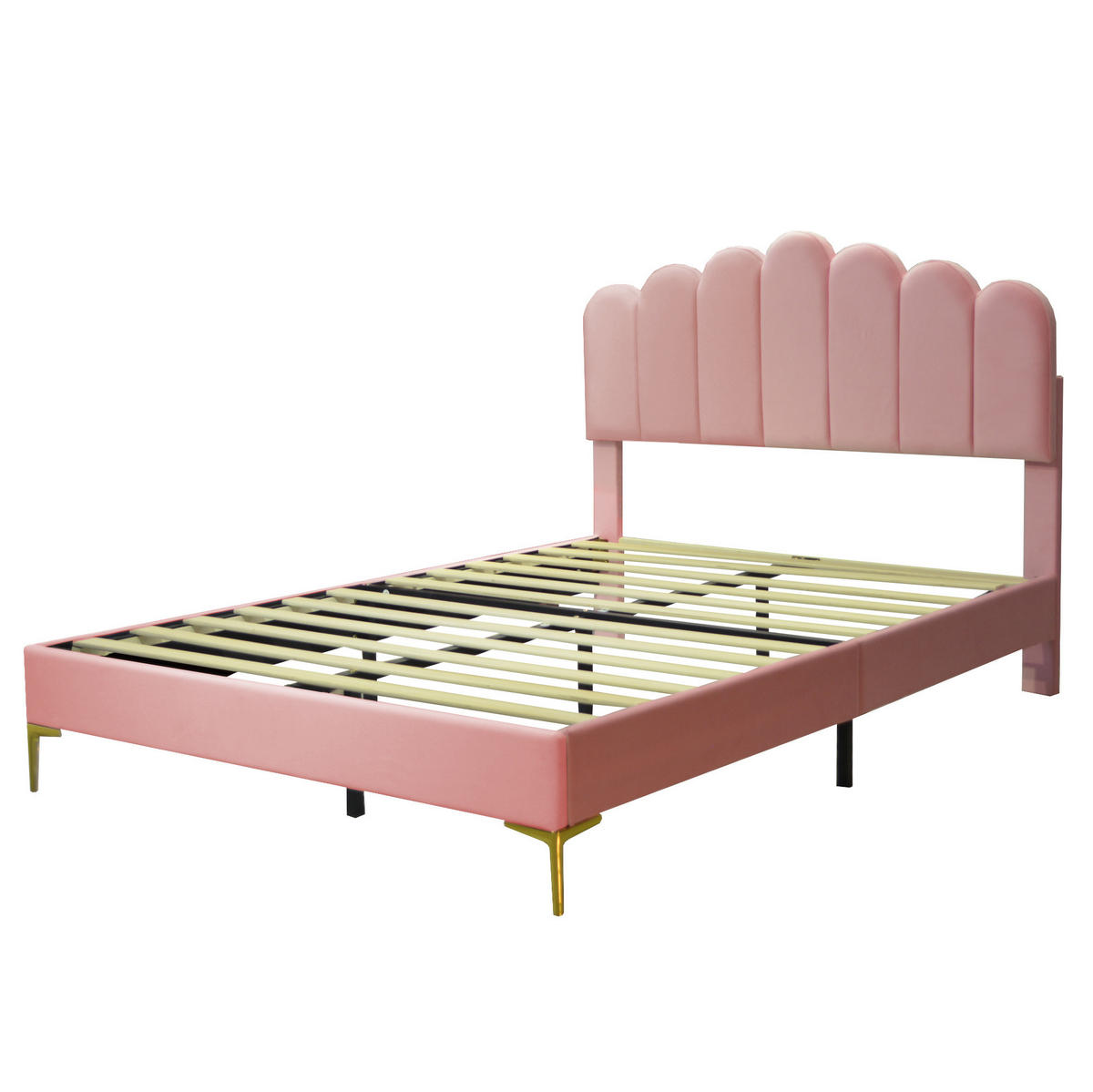 POLSTERBETT 140/200 cm Rosa mit verstellbarem Kopfteil ohne Matratze - Pink, Textil (140/200cm) - MIVRAY