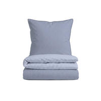 BETTWÄSCHE-GARNITUR Satin Feine Streifen blau, 155x200 cm + 80x80 cm - Blau, Textil (155/200cm) - biberna