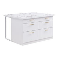 KÜCHENINSEL mit 6 Schubladen - MDF & Metall - Marmoroptik Weiß - ALEGRITA - Weiß, Holz (126/80/104cm) - Vente-Unique