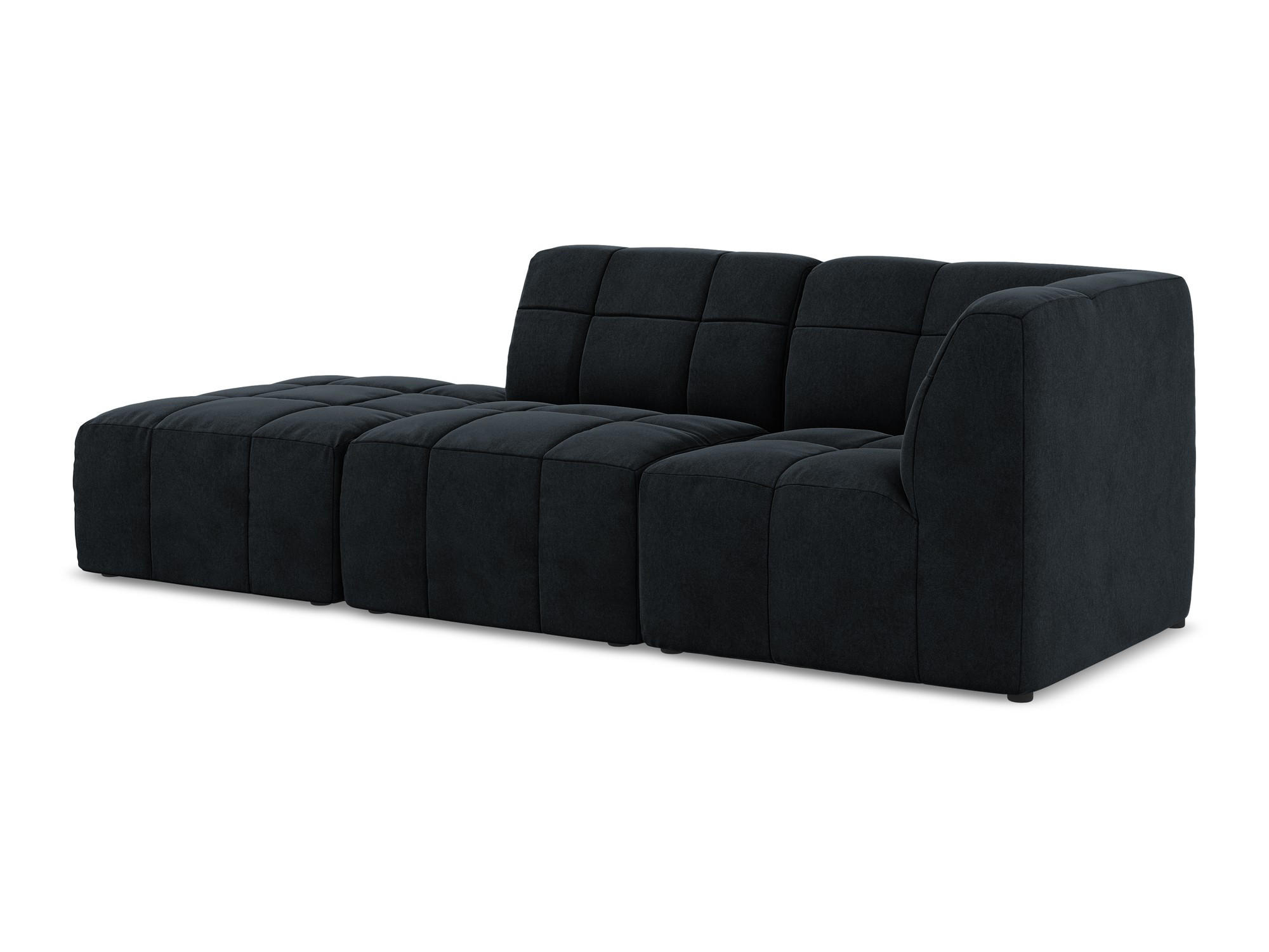 ECKSOFA Links Samt Stoff Blau - Türkis/Schwarz, Holzwerkstoff/Kunststoff (240/90cm) - Makamii