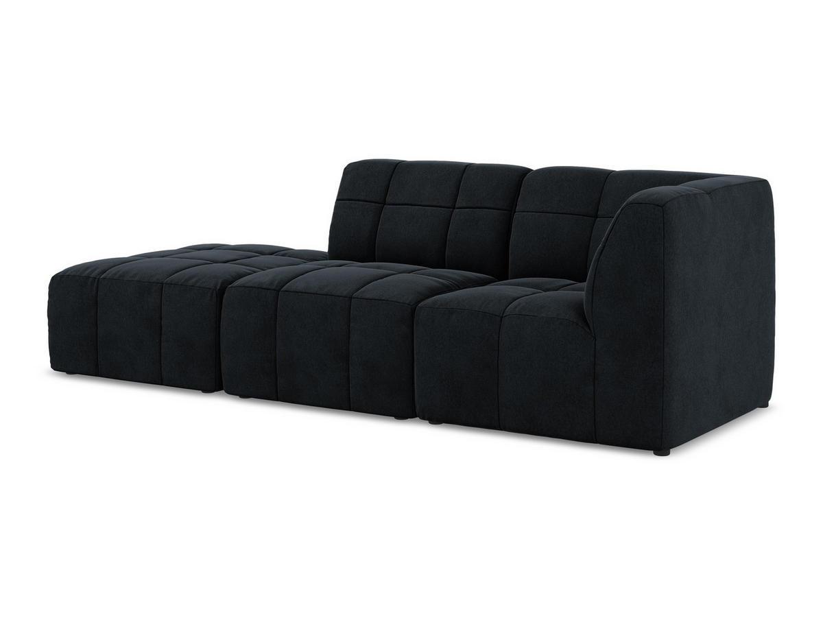 ECKSOFA Links Samt Stoff Blau - Türkis/Schwarz, Holzwerkstoff/Kunststoff (240/90cm) - Makamii