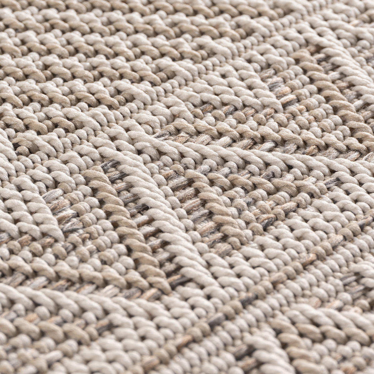 TEPPICH Outdoor Flachgewebe Ethno Muster Polypropylen Balkon Beige Rechteckig 140x200 - Beige, Textil (140/200cm) - KADIMA DESIGN