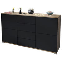 SIDEBOARD Rova Schwarz matt - Schwarz, Holzwerkstoff (138.5/75.5/35cm) - Vladon