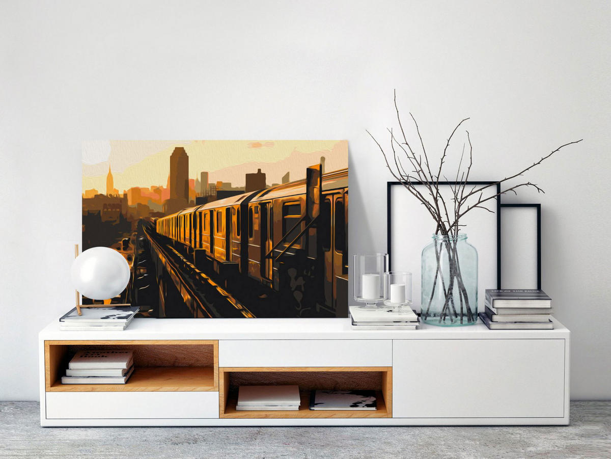 MALEN NACH ZAHLEN 50/40 cm - Braun/Orange, Textil (1.4/40cm) - KUNSTLOFT